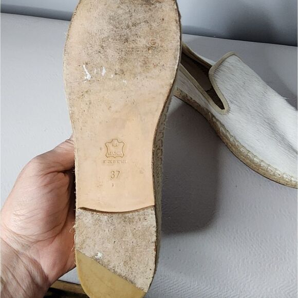 Elyse Walker Los Angeles Ivory Calf Hair Espadrille Women Size 37 Made In Spain - Picture 3 of 5